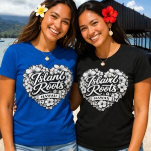 Island Roots Hawaii Floral Heart Women's Tee